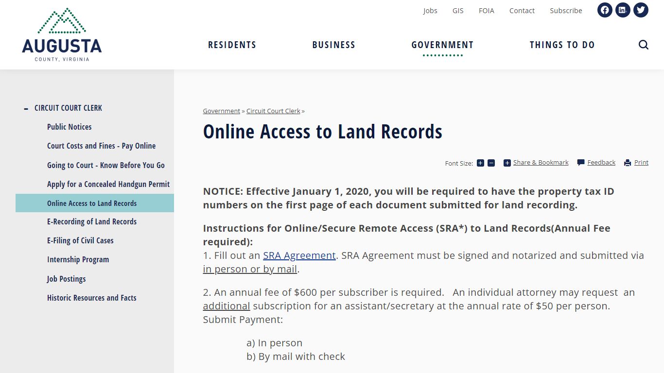 Online Access to Land Records | Augusta County, VA