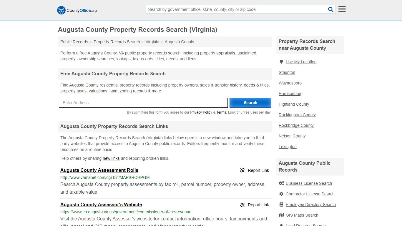 Augusta County Property Records Search (Virginia) - County Office