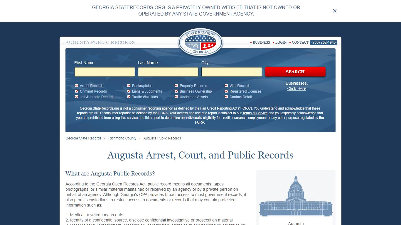 Augusta Arrest and Public Records | Georgia.StateRecords.org